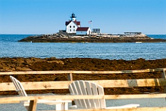 Cuckolds Light on Rocky Island Off Maine Shore